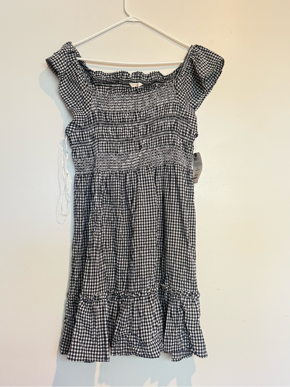 Black & White Gingham Smocked Dress